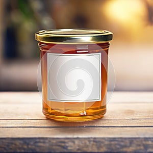 Jar of marmalade, orange jam preserve spread, empty blank generic product packaging mockup