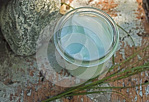 Jar with mint cream
