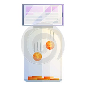 Jar monetization icon, cartoon style