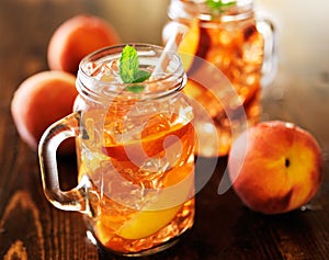 Jar of peach tea photo