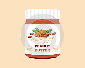 A jar of peanut butter. flat vector illustration