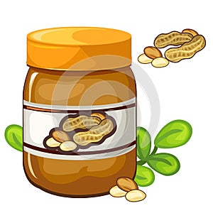 Jar of peanut butter on a white background. Vector