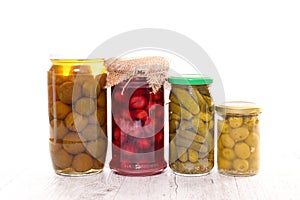 Jar of pickled vegetable,fruit