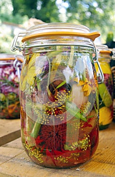 Jar of pickled vegetables