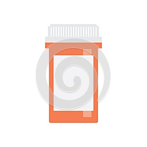 Jar of pills vector eps10nPill bottle icon on white background. Pill bottle for capsules. Medical container flat style.