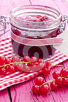 Jar of redcurrants jam
