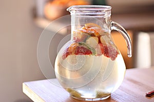 A jar of refreshing white sangria