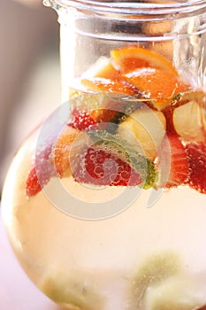 A jar of refreshing white sangria