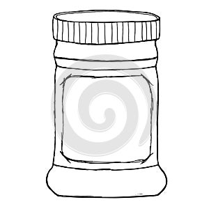 Jar for sauce, jam, jelly, marmalade, conserve, peanut butter with empty label.