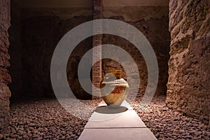 Jar at Service Area from Almohad period at Caliphal Baths (Banos del Alcazar Califal) - Cordoba, Andalusia, Spain