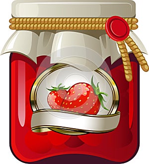 Jar of strawberry jam