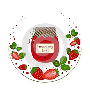 Jar of Strawberry Jam. Homemade Jam from Fresh Berries