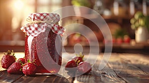 A jar of strawberry jam