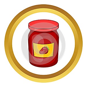 Jar of strawberry jam vector icon