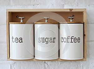 Jar for tea, sugar, coffee box set