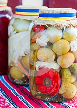 Jar of traditional pickles