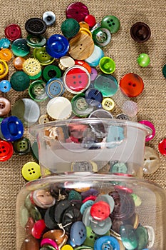 Jar of vintage buttons