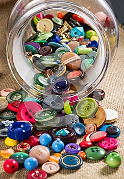 Jar of vintage buttons