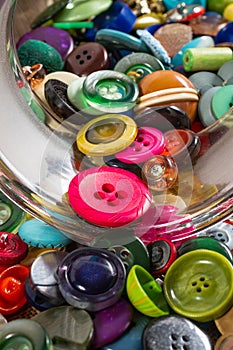 Jar of vintage buttons, detail photo