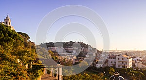 Jardim da Cerca da Graca in Lisbon, Portugal, at sunset.