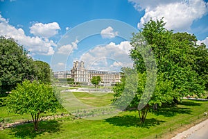 Jardin des Tuileries under clouds in Paris