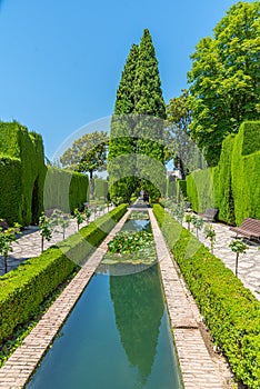 Jardines bajos at Generalife gardens in Granada, Spain