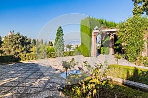 Jardines del Generalife gardens at Alhambra in Granada, Spa photo