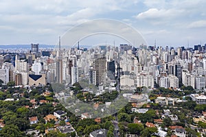 Jardins district seen from above, buildings in the background, Sao Paulo, Brazil