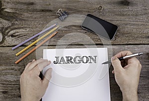 JARGON. Text on a sheet of paper.