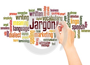 Jargon word cloud hand writing concept photo