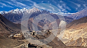 Jarkot village on Annapurna Circuit Trek, Nepal, Himalayas