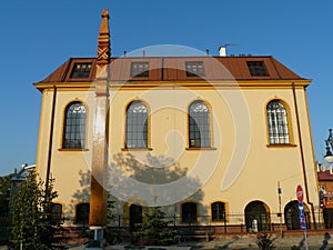 JAROSLAW,POLAND-City viev in Jaroslaw.Old synagogue.