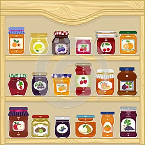 Jars of fruit jam photo
