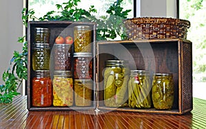 Jars of home canned food