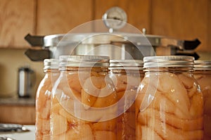 Jars of home canned pears