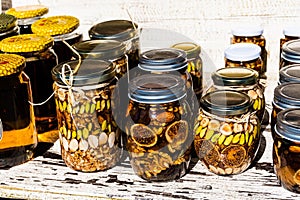 Jars with honey
