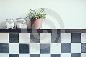 Jars on the kitchen shelf