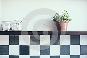 Jars on the kitchen shelf