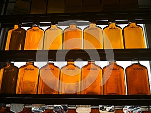 Jars of Maple Syrup at the sugar shack