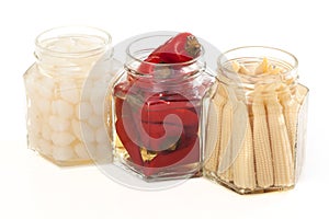 Jars with pickled vegetables
