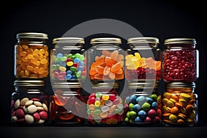 Jars with a variety of candies. Generative AI