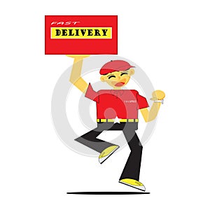 Smart delivery courier satisfied customers too photo