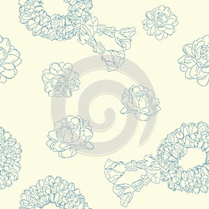 Jasmine flower and garland ,seamless pattern vector