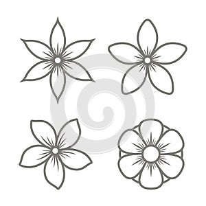 Jasmine Flower Icons Set on White Background. Vector