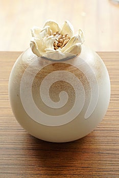 Jasmine Flowers made of wood On a round vase - interior decorate