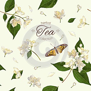 Jasmine tea seamless pattern