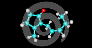 Jasmone molecular structure isolated on black