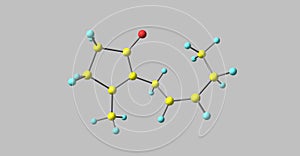 Jasmone molecular structure isolated on grey