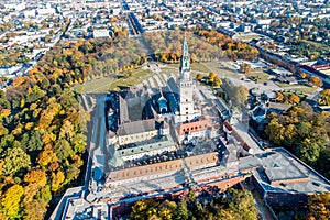 Jasna Gora monastery in Czestochowa, Poland. Aerial view photo