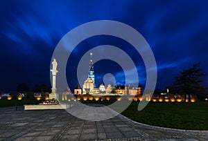 Jasna Gora sanctuary in Czestochowa in the night.